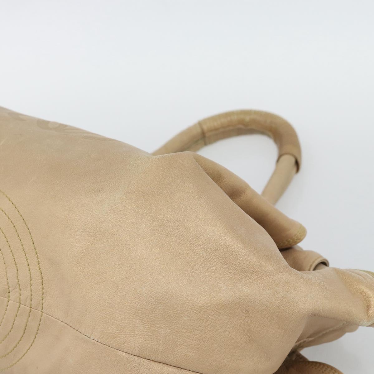 LOEWE Nappa Aire Anagram Hand Bag Leather Gold Auth 194382