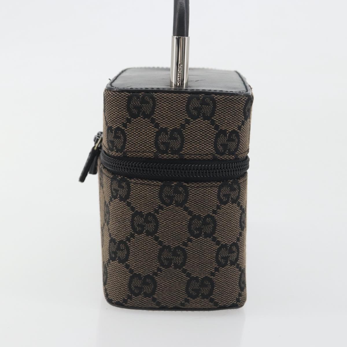 GUCCI GG Canvas Vanity Hand Bag Black Silver 039 1051 Auth 194389A