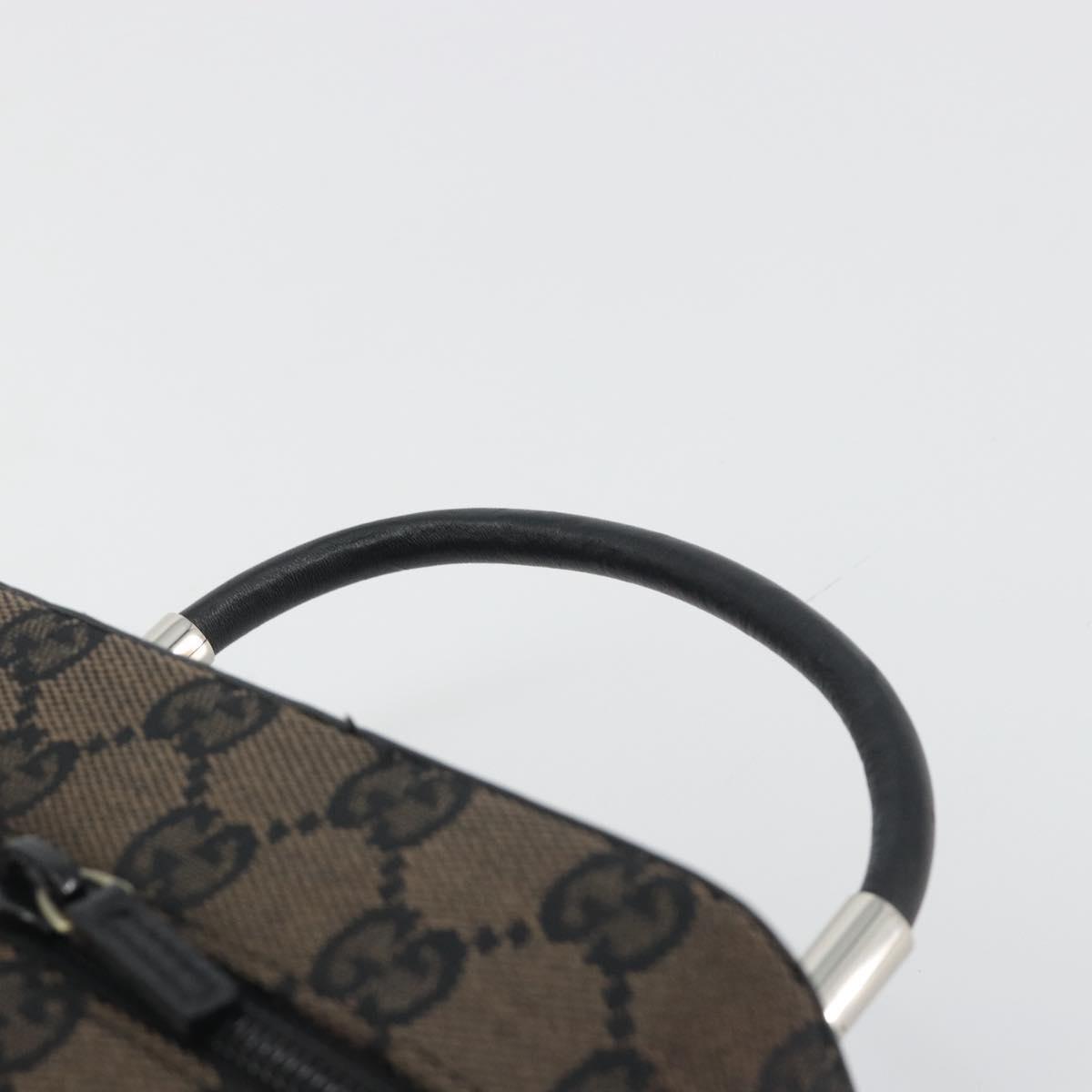 GUCCI GG Canvas Vanity Hand Bag Black Silver 039 1051 Auth 194389A