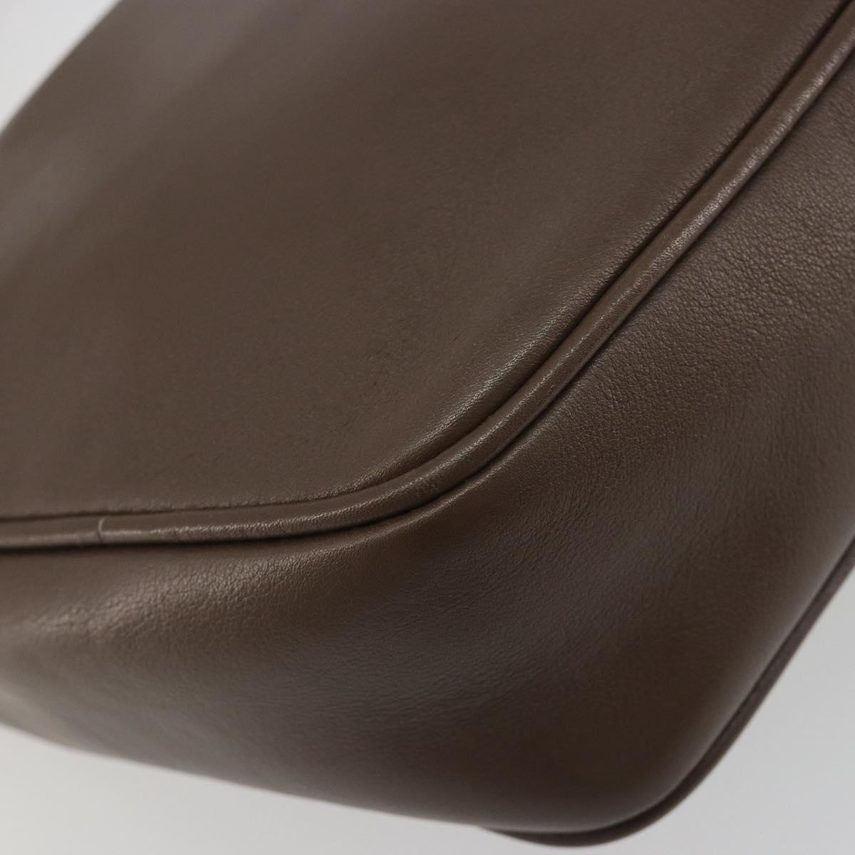 CELINE Shoulder Bag Leather Brown Gold Auth 194395A