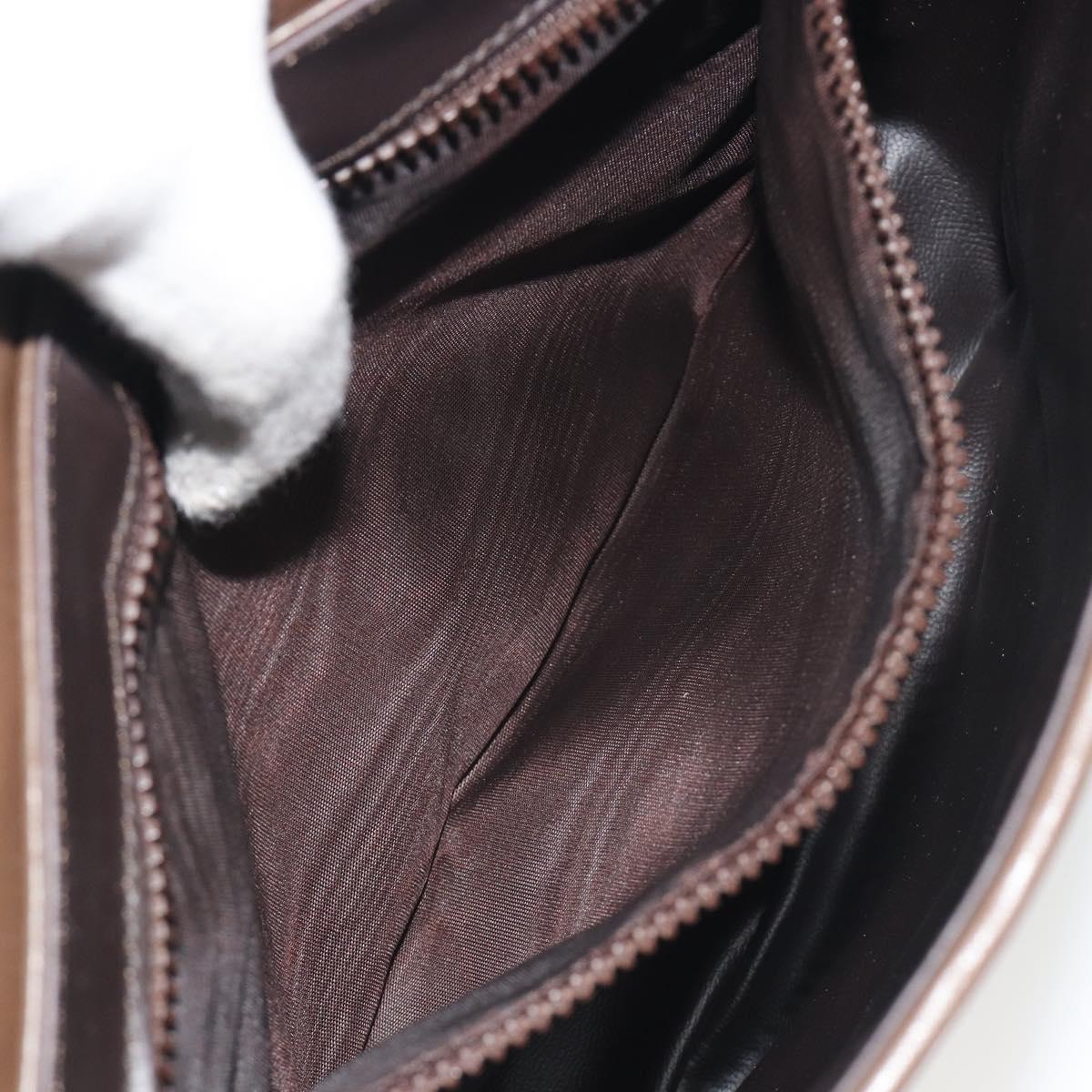 CELINE Shoulder Bag Leather Brown Gold Auth 194395A