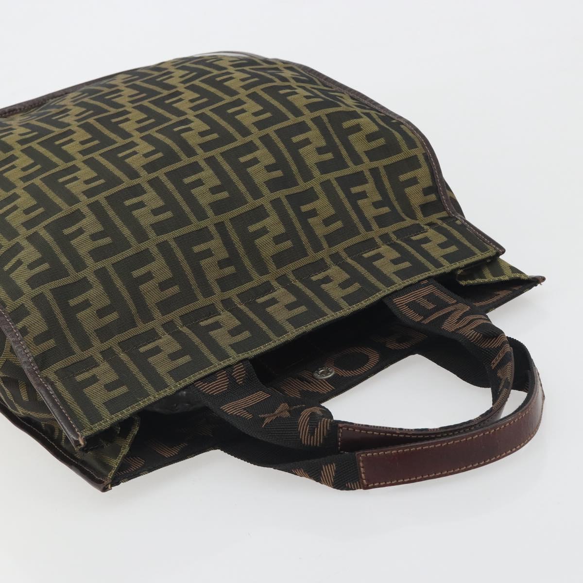 FENDI Zucca Canvas Hand Bag Brown Black Auth 194401