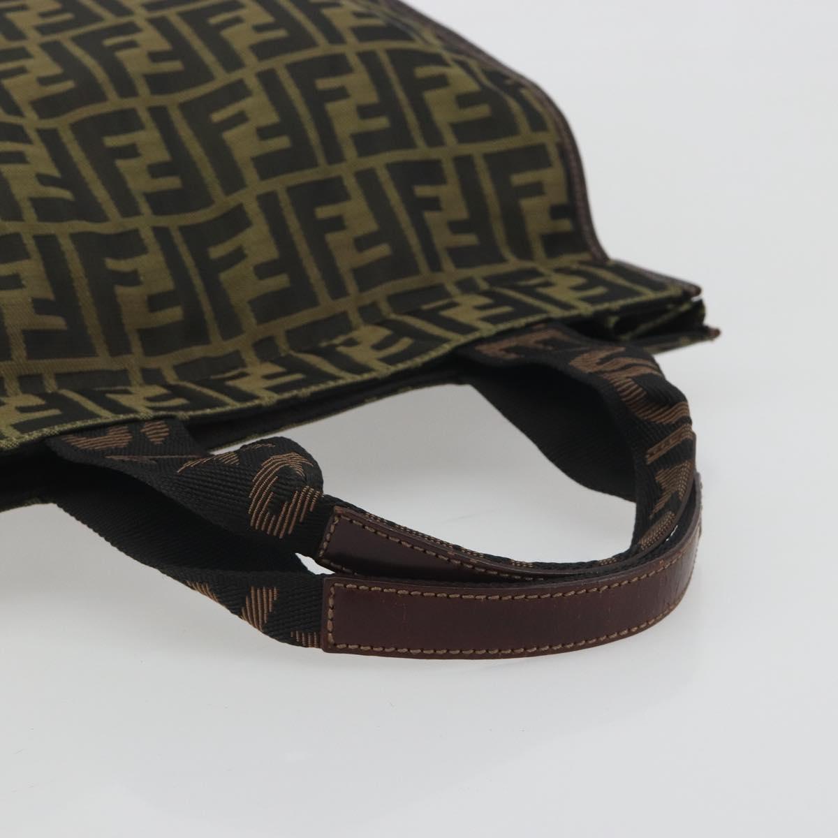 FENDI Zucca Canvas Hand Bag Brown Black Auth 194401