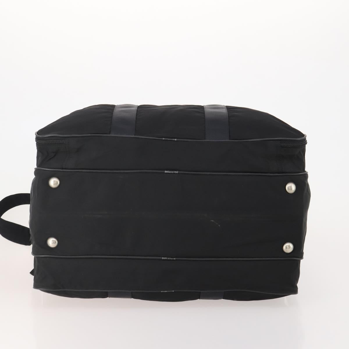 PRADA Boston Bag Nylon 2way Black Silver Auth 194402