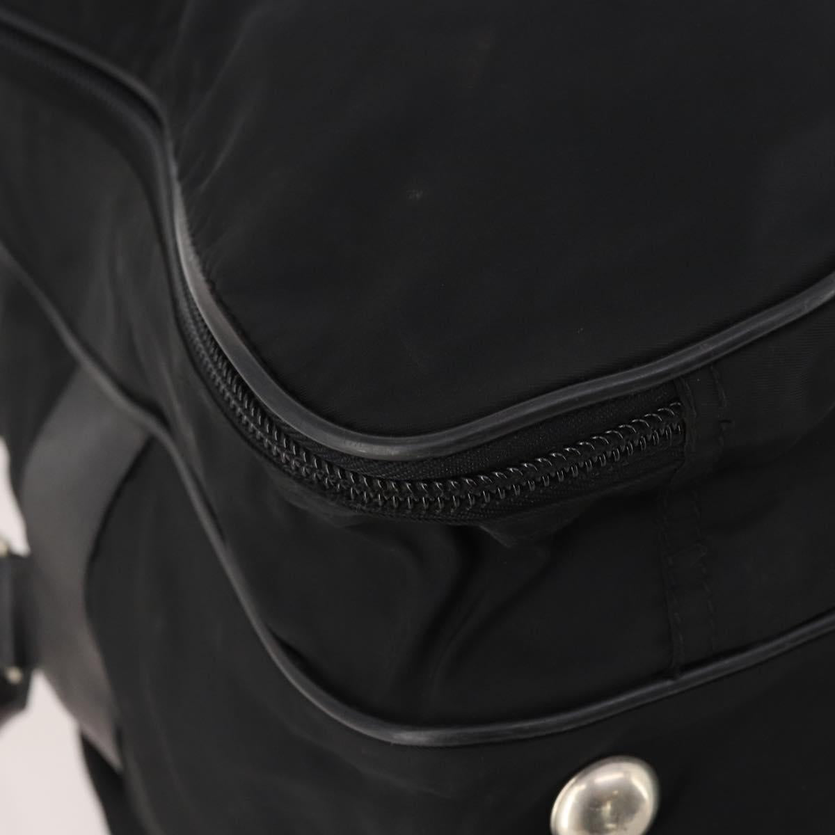 PRADA Boston Bag Nylon 2way Black Silver Auth 194402