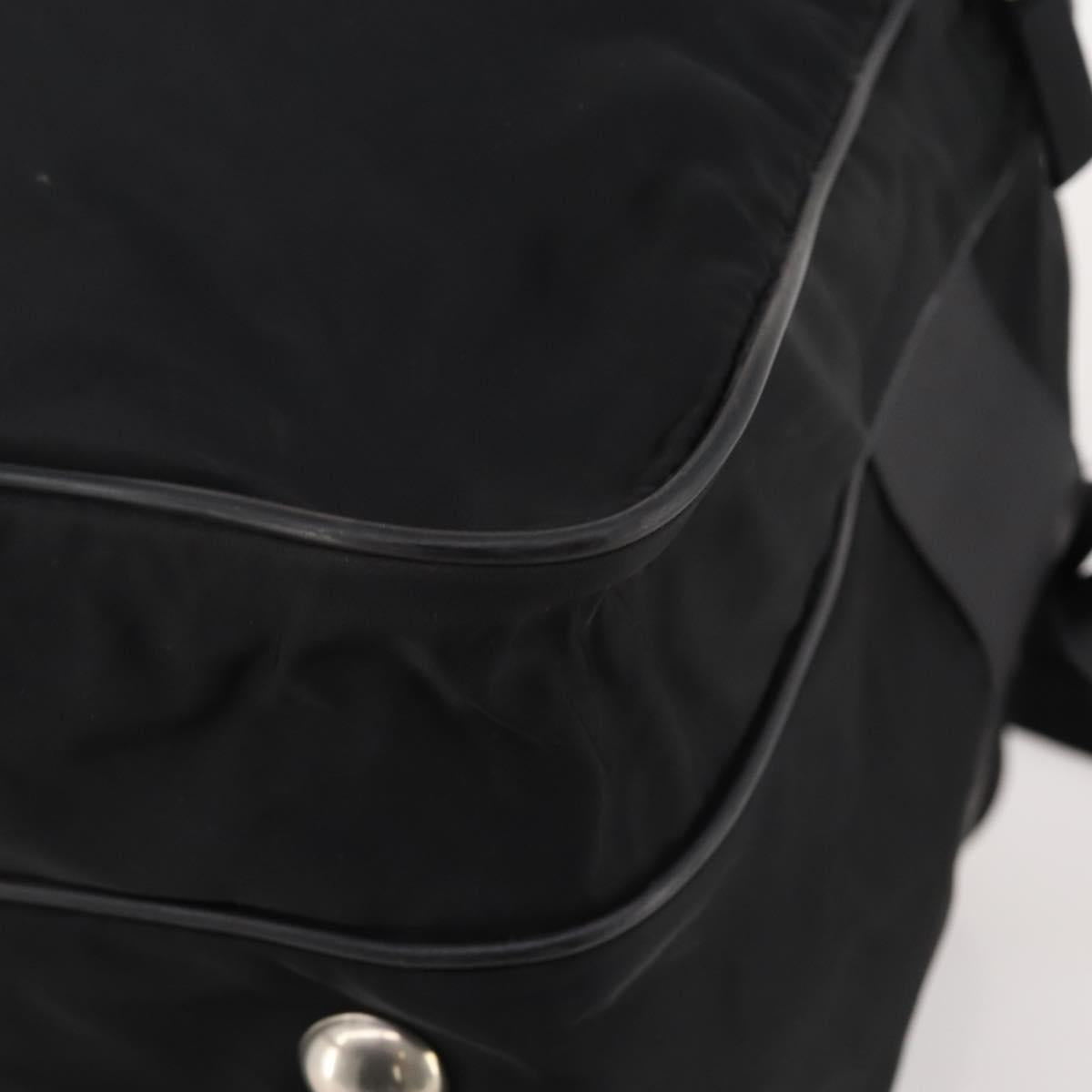 PRADA Boston Bag Nylon 2way Black Silver Auth 194402