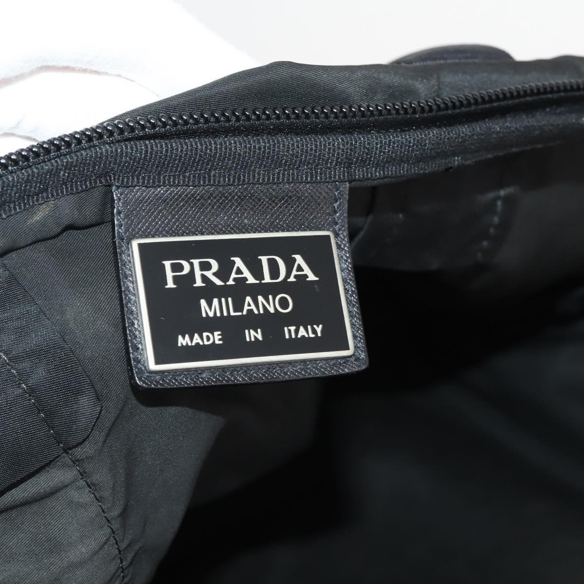 PRADA Boston Bag Nylon 2way Black Silver Auth 194402