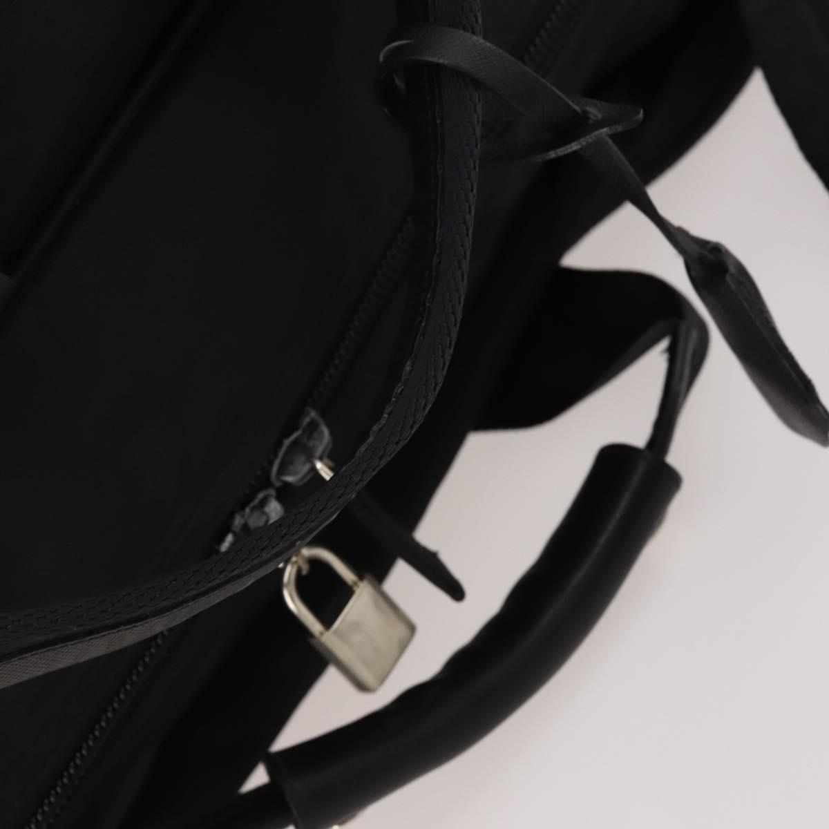 PRADA Boston Bag Nylon 2way Black Silver Auth 194402