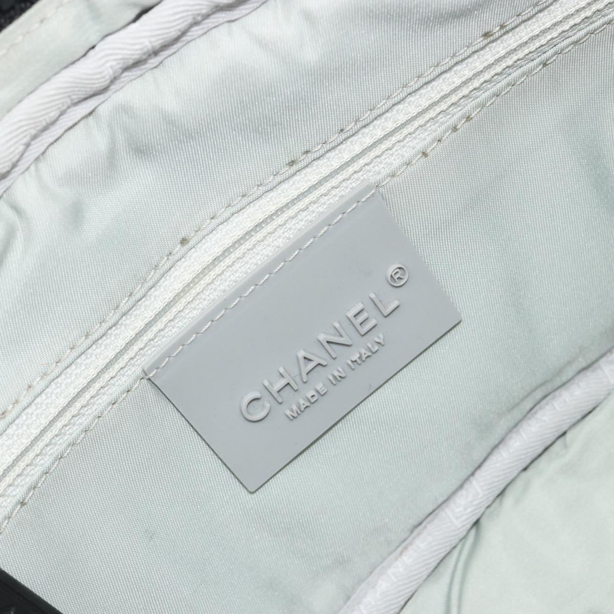 CHANEL Sports Line Choco Bar Chain Bag Cotton Gray Silver CC Auth 194404A