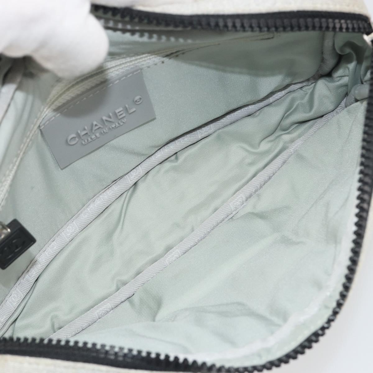 CHANEL Sports Line Choco Bar Chain Bag Cotton Gray Silver CC Auth 194404A