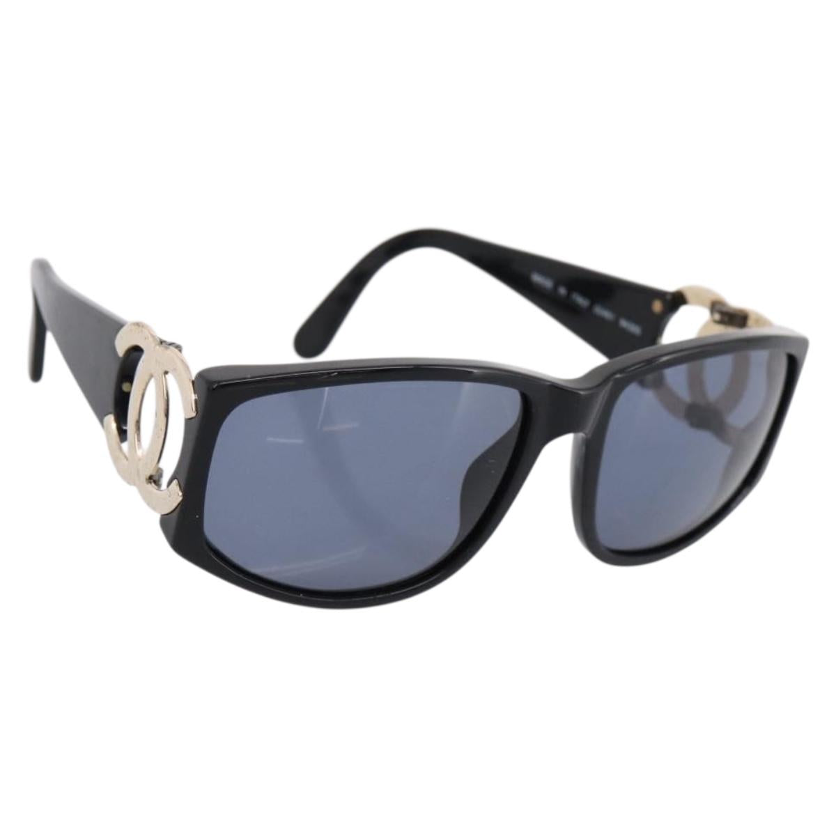 CHANEL Sunglasses plastic Black CC Auth 194406