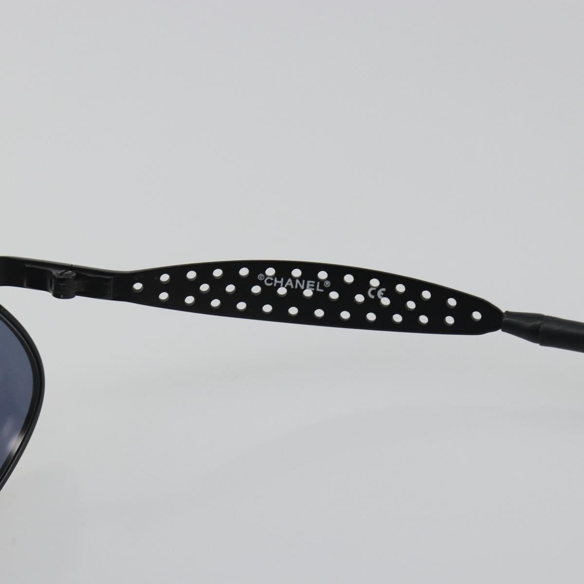 CHANEL Sunglasses Plastic Black Gold Tone CC Auth 194408