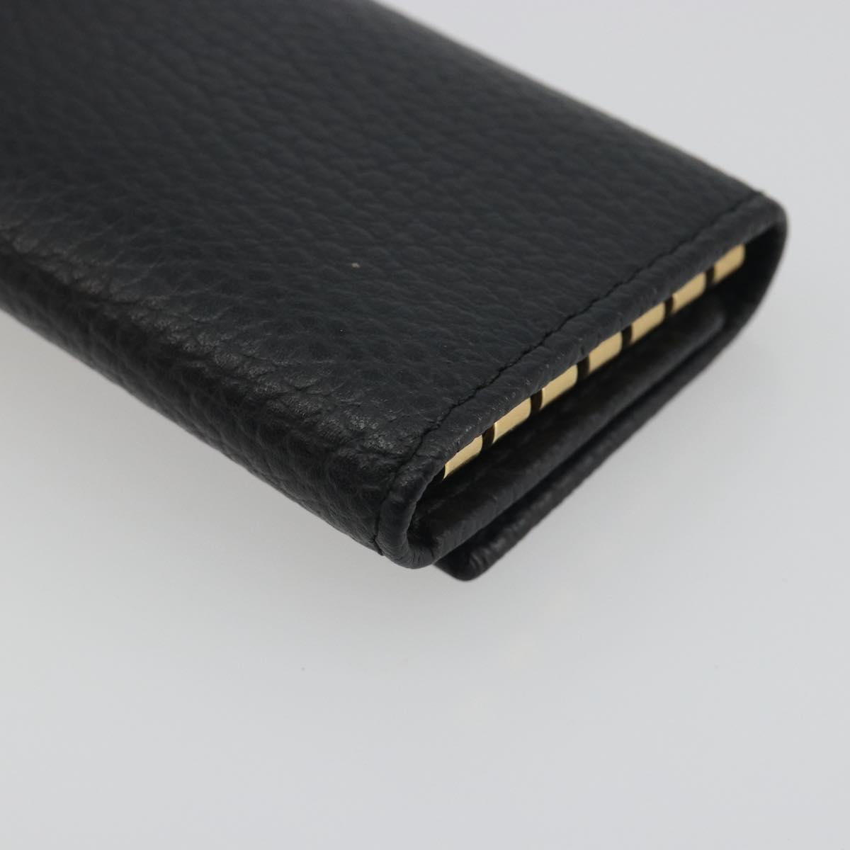 GUCCI GG Marmont Key Case Leather Black Gold Tone 456118 Auth 194409A
