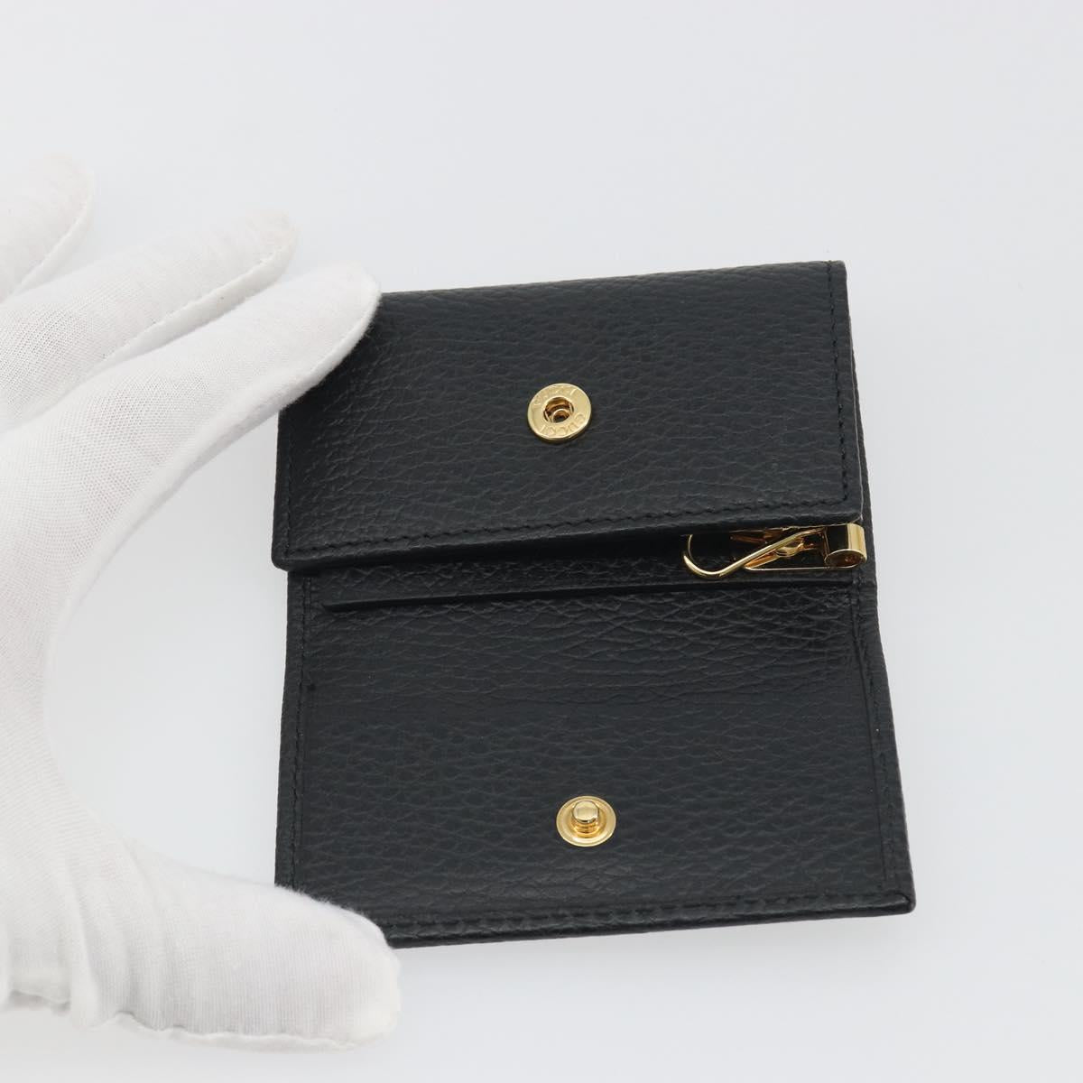 GUCCI GG Marmont Key Case Leather Black Gold Tone 456118 Auth 194409A