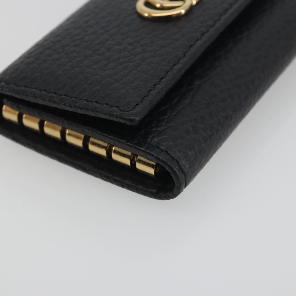 GUCCI GG Marmont Key Case Leather Black Gold Tone 456118 Auth 194409A