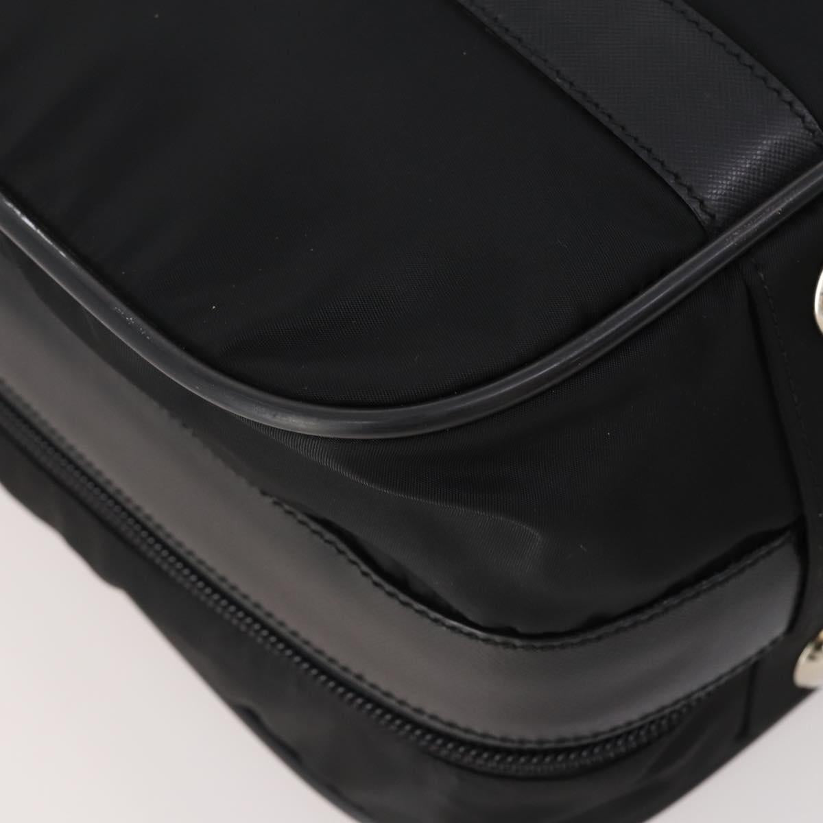 PRADA Boston Bag Nylon 2way Black Silver Auth 194414