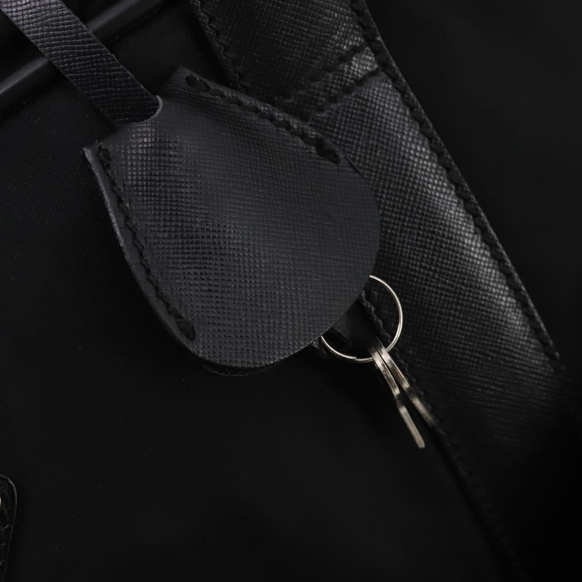 PRADA Boston Bag Nylon 2way Black Silver Auth 194414