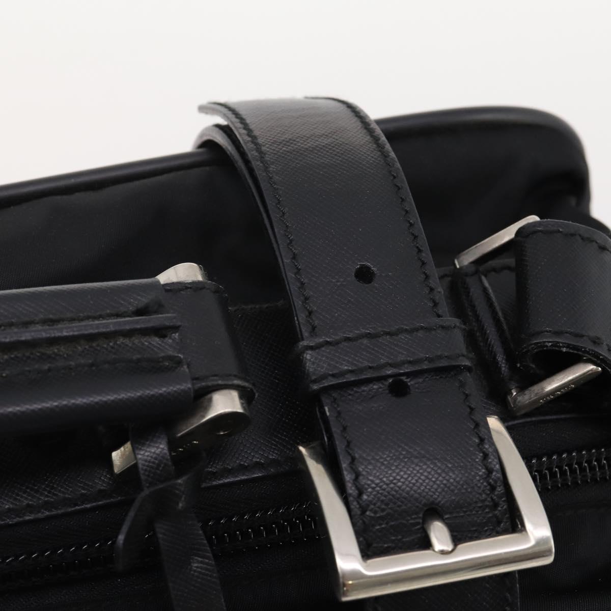 PRADA Boston Bag Nylon 2way Black Silver Auth 194414