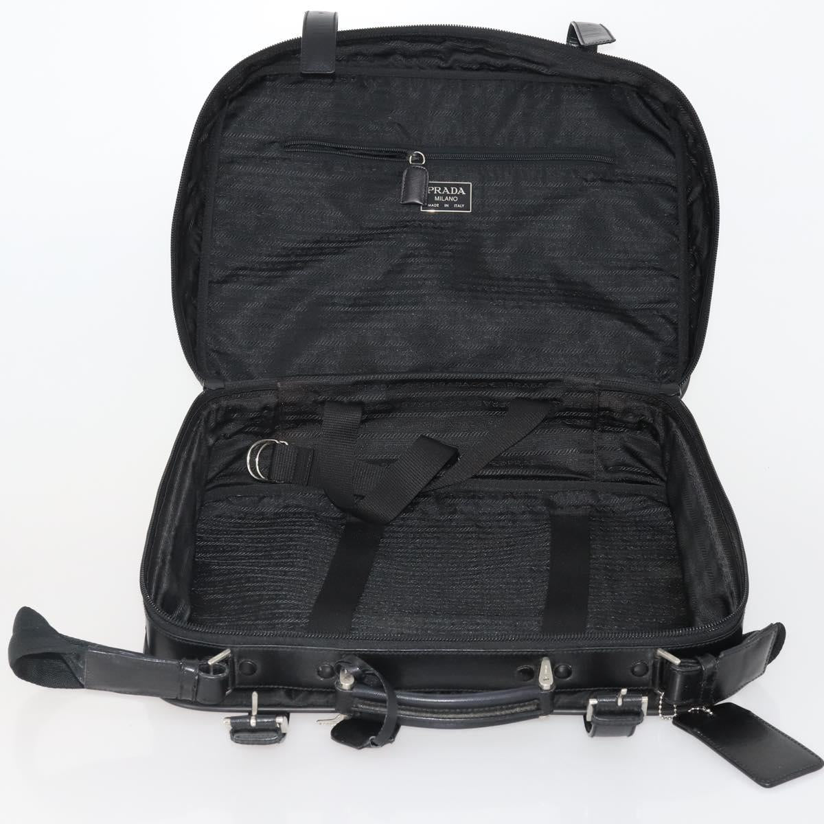 PRADA Boston Bag Nylon 2way Black Silver Auth 194414