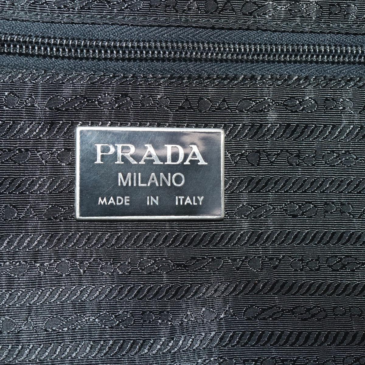 PRADA Boston Bag Nylon 2way Black Silver Auth 194414