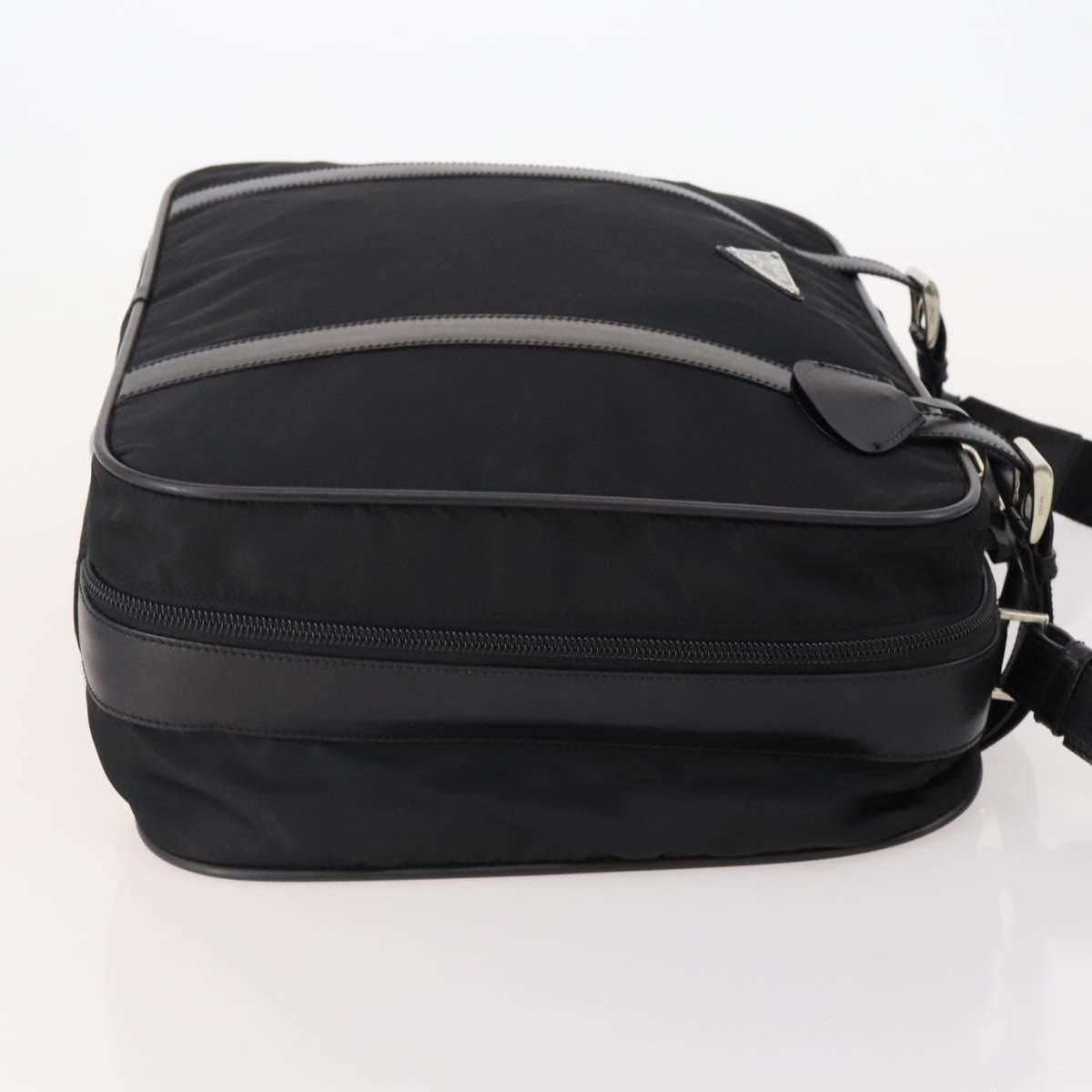 PRADA Boston Bag Nylon 2way Black Silver Auth 194414