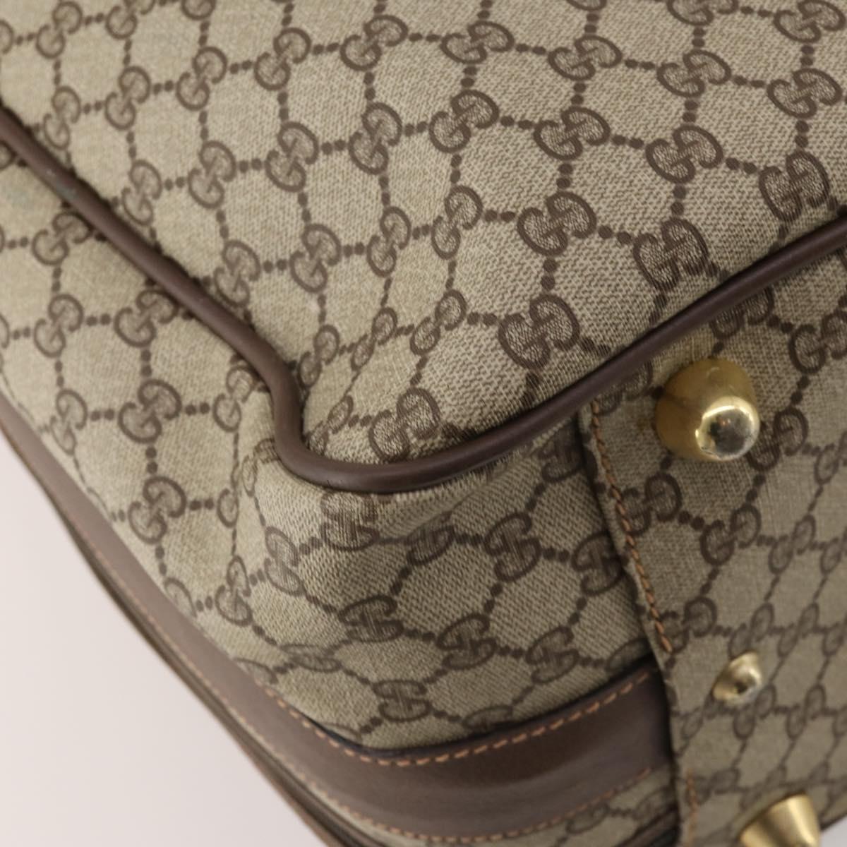 GUCCI GG Supreme Web Sherry Line Trunk PVC Beige Gold Auth 194417