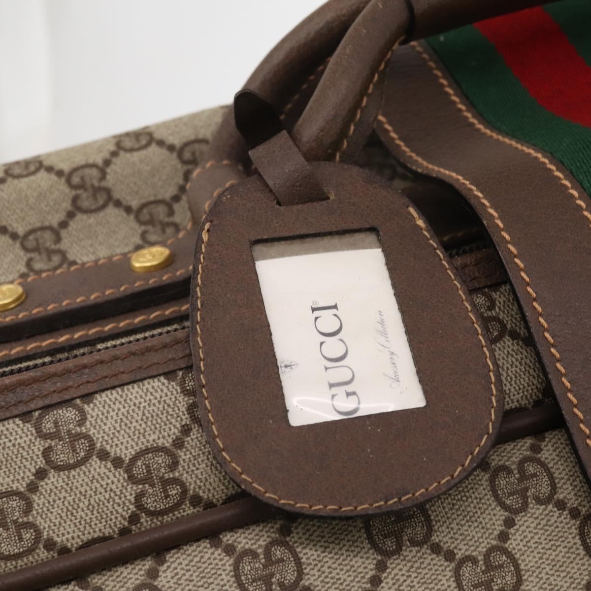 GUCCI GG Supreme Web Sherry Line Trunk PVC Beige Gold Auth 194417