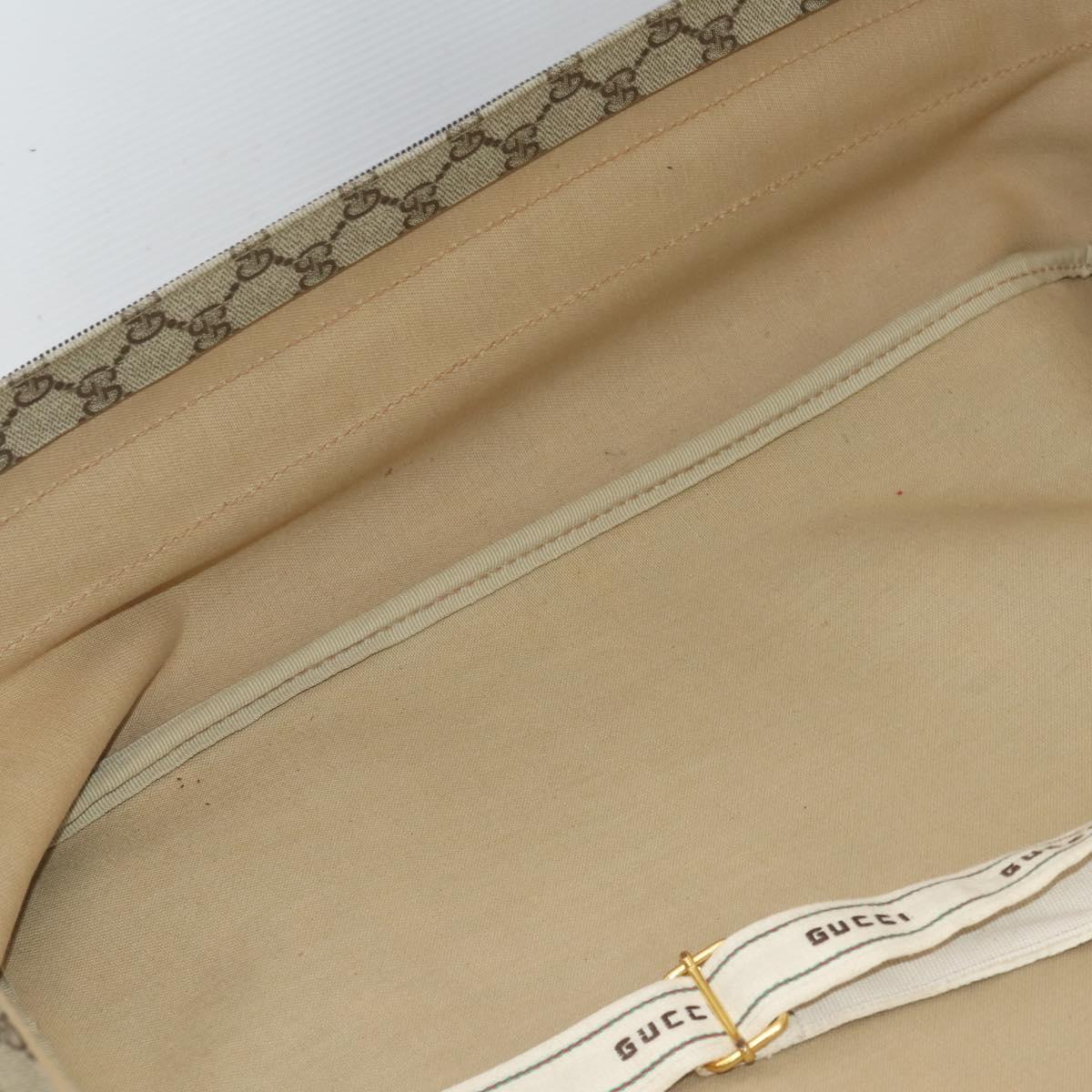 GUCCI GG Supreme Web Sherry Line Trunk PVC Beige Gold Auth 194417