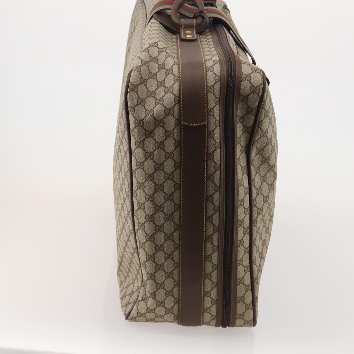 GUCCI GG Supreme Web Sherry Line Trunk PVC Beige Gold Auth 194417