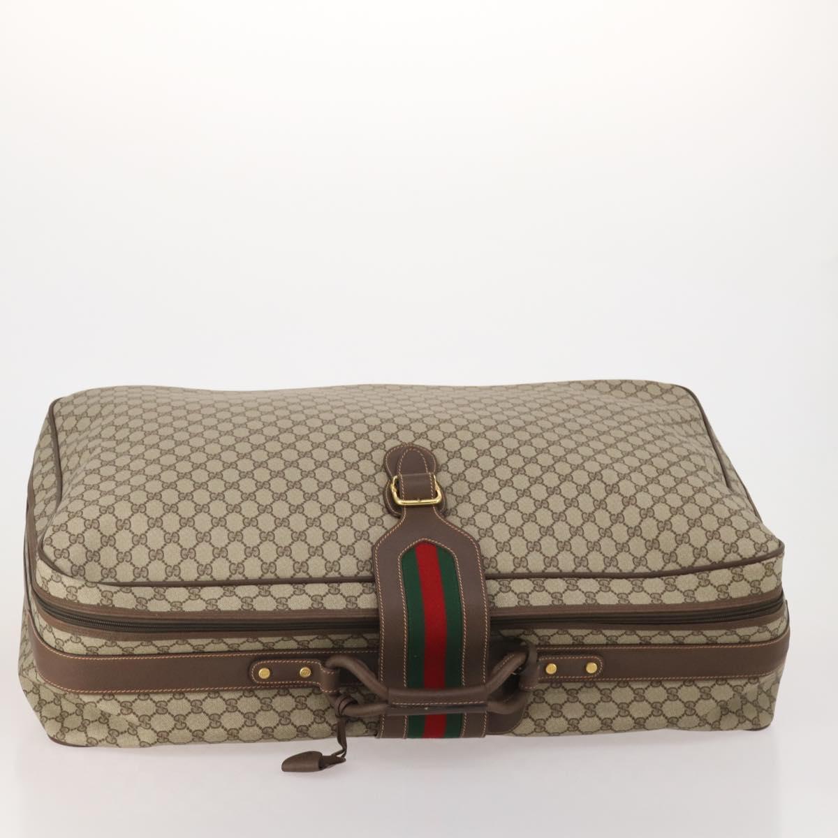 GUCCI GG Supreme Web Sherry Line Trunk PVC Beige Gold Auth 194417