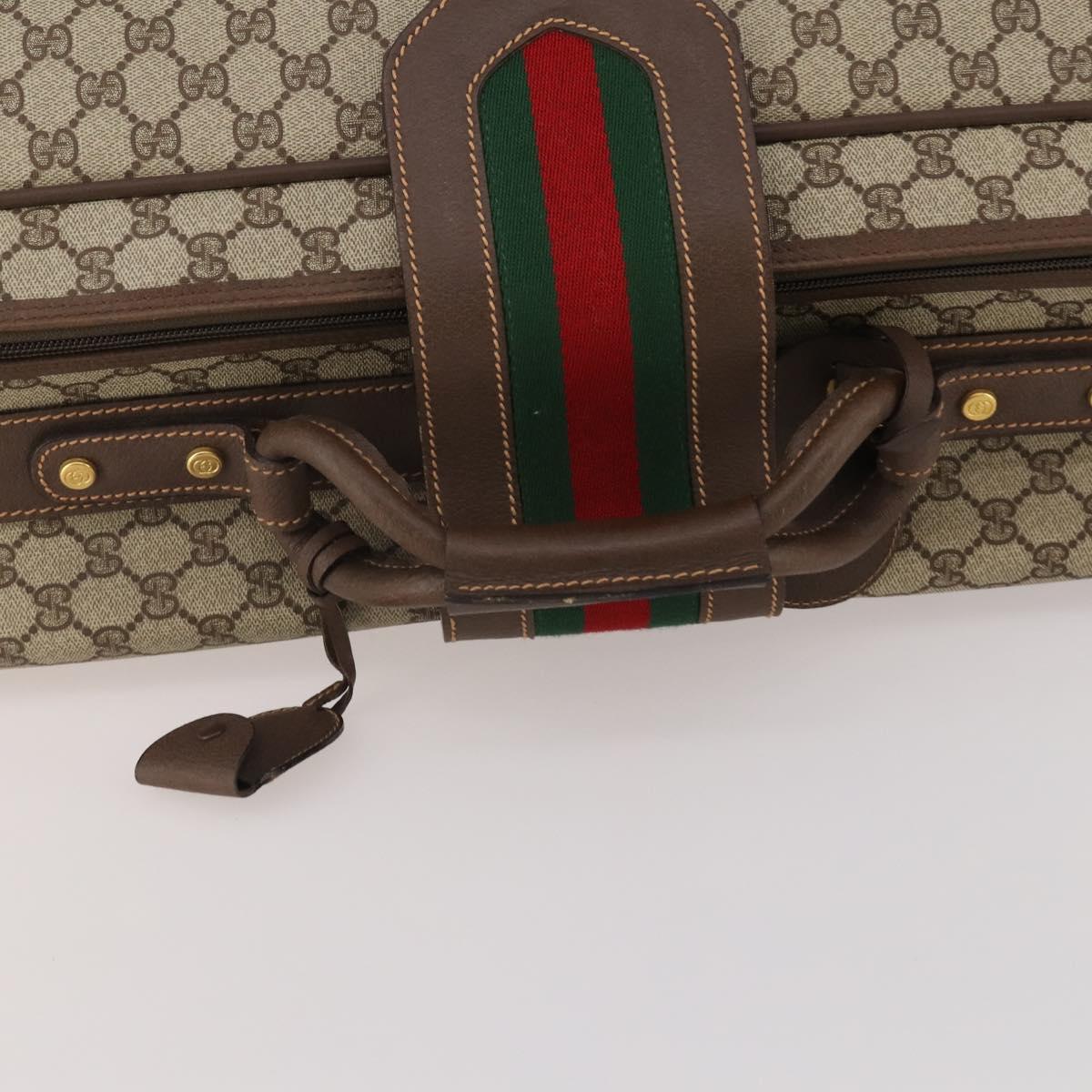 GUCCI GG Supreme Web Sherry Line Trunk PVC Beige Gold Auth 194417