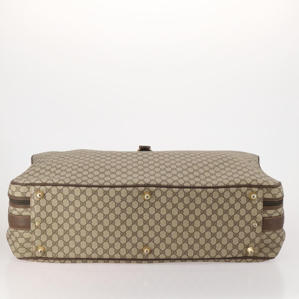 GUCCI GG Supreme Web Sherry Line Trunk PVC Beige Gold Auth 194417
