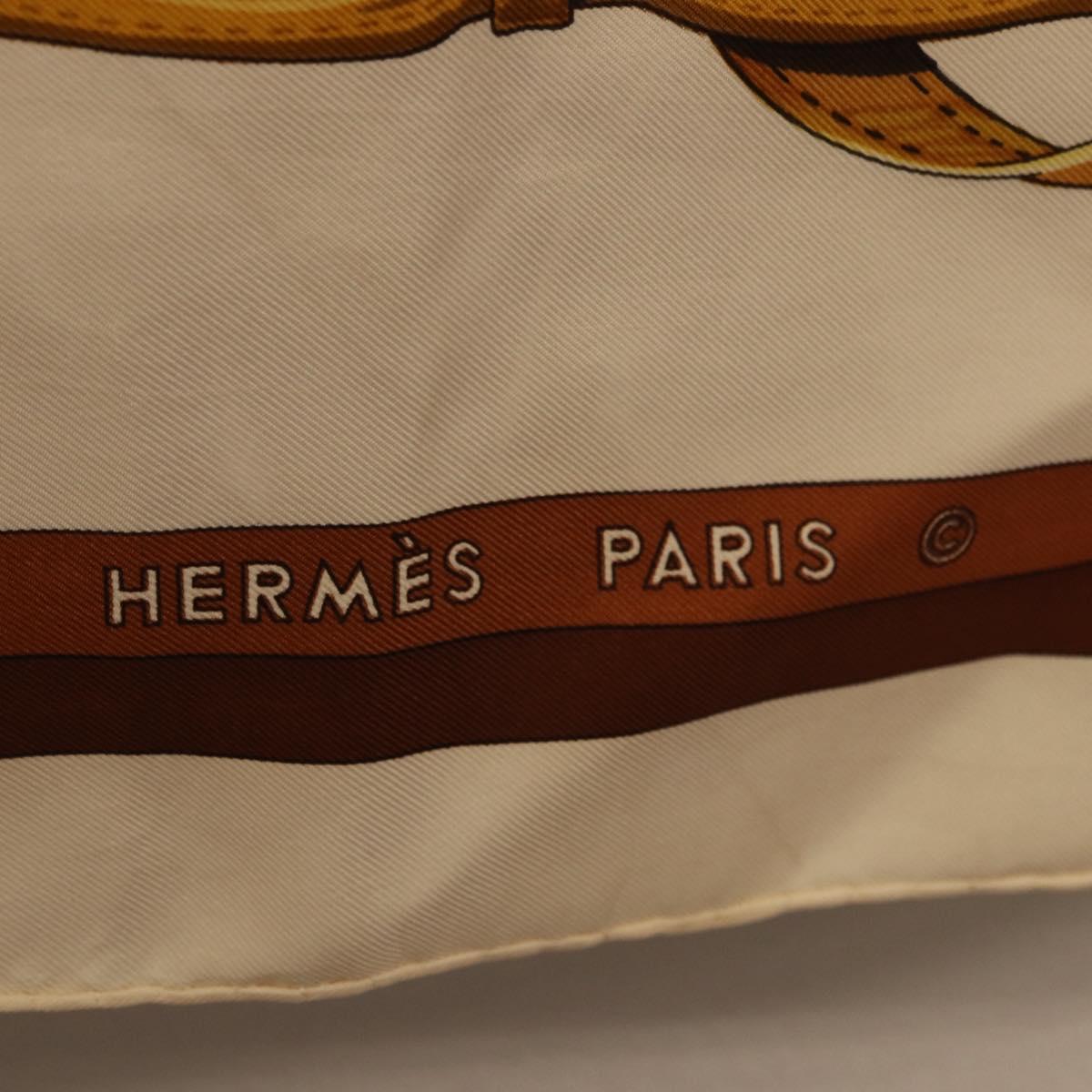 HERMES Carre 90 Scarf ”C0ACHING” Silk Brown Auth 194418