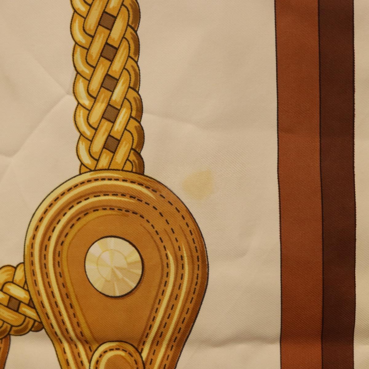HERMES Carre 90 Scarf ”C0ACHING” Silk Brown Auth 194418