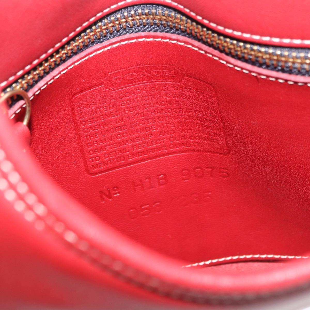 Coach Shoulder Bag Leather Red Gold Auth 194429A