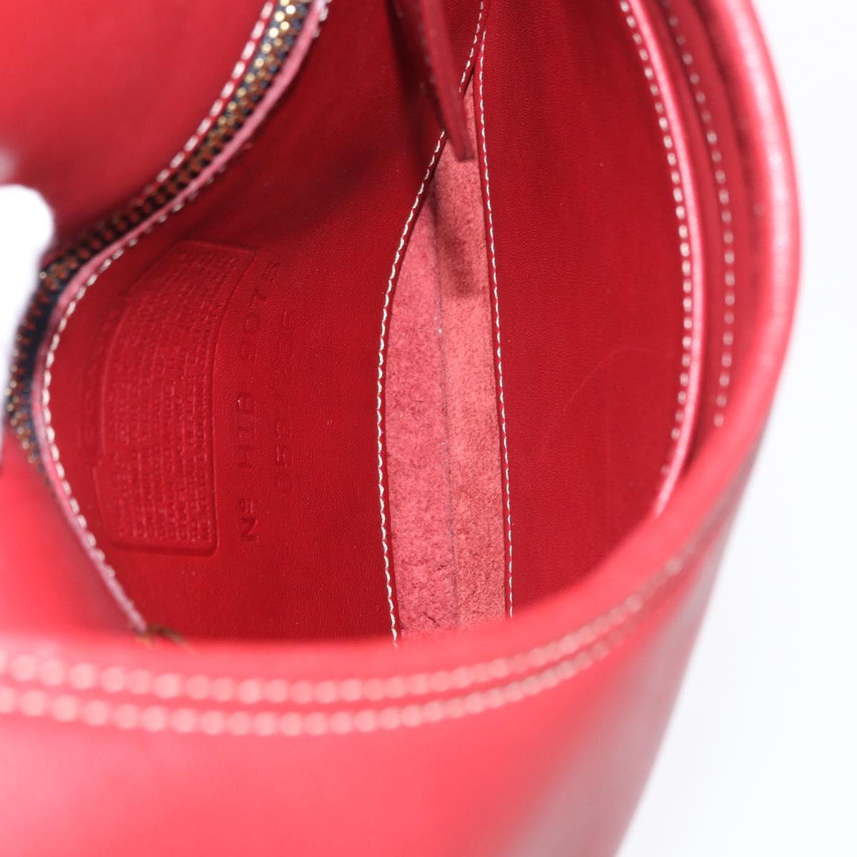 Coach Shoulder Bag Leather Red Gold Auth 194429A