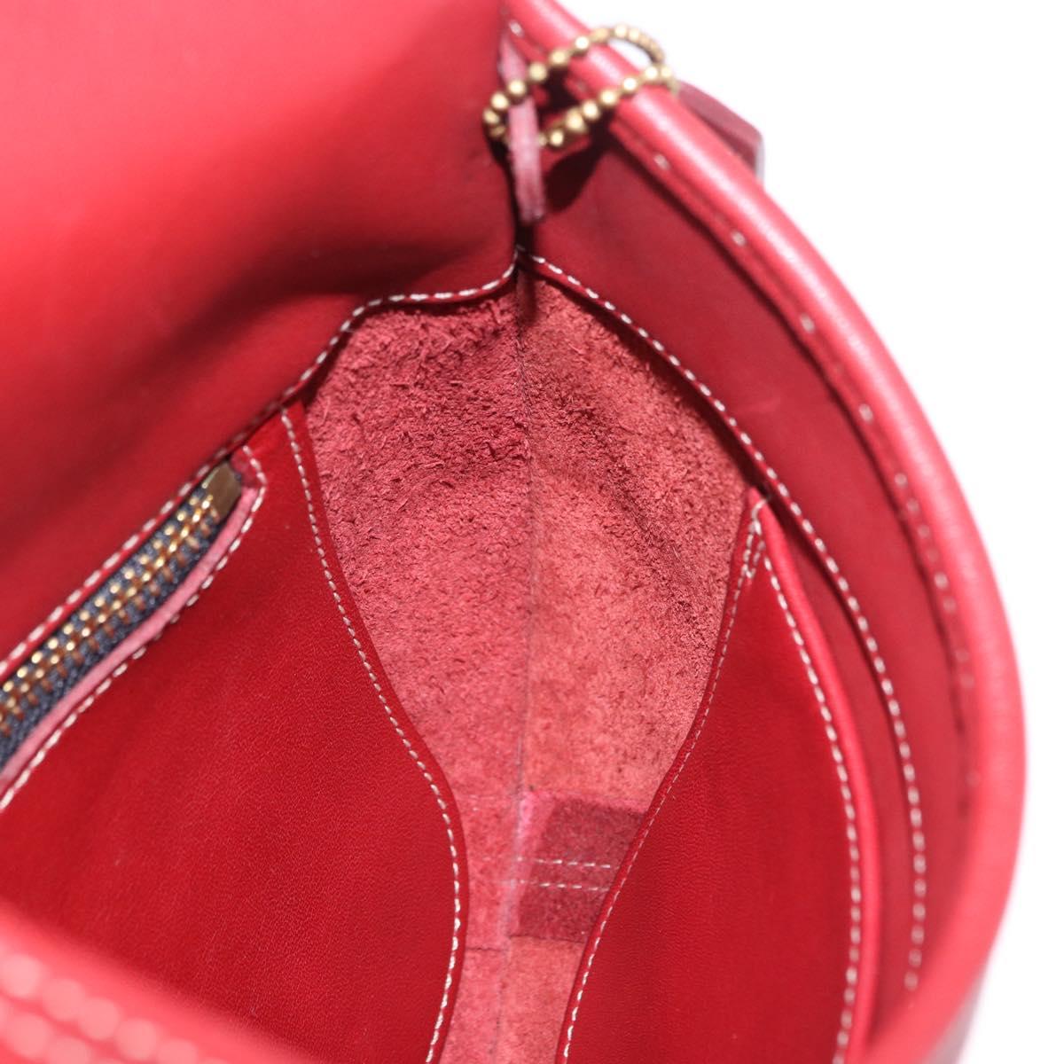 Coach Shoulder Bag Leather Red Gold Auth 194429A