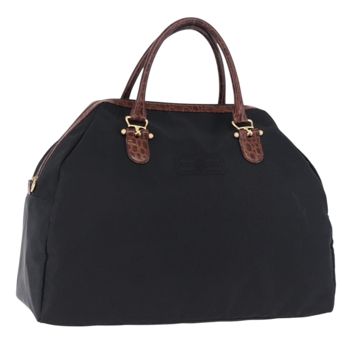 BALENCIAGA Hand Bag Nylon Black Gold Auth 194435