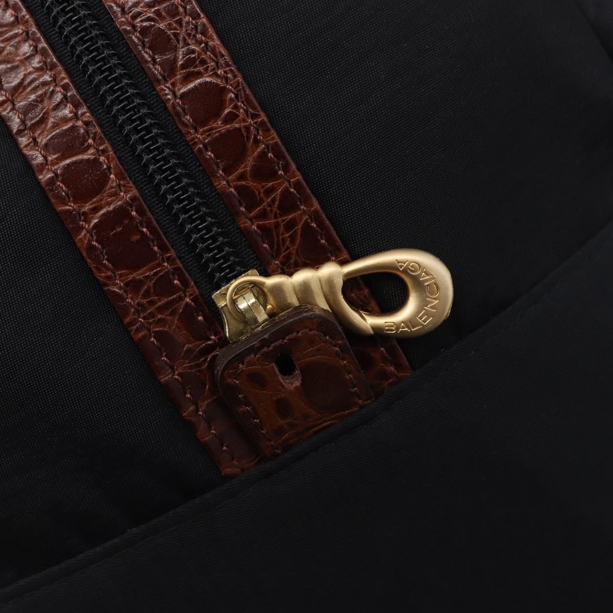 BALENCIAGA Hand Bag Nylon Black Gold Auth 194435