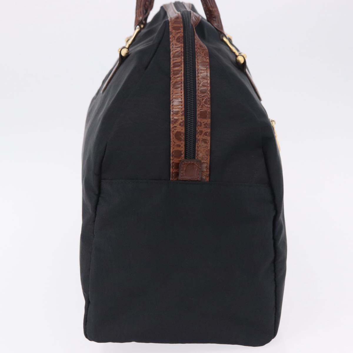 BALENCIAGA Hand Bag Nylon Black Gold Auth 194435