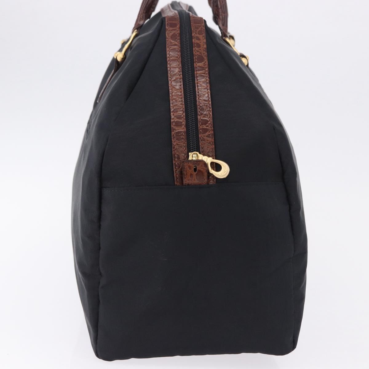 BALENCIAGA Hand Bag Nylon Black Gold Auth 194435