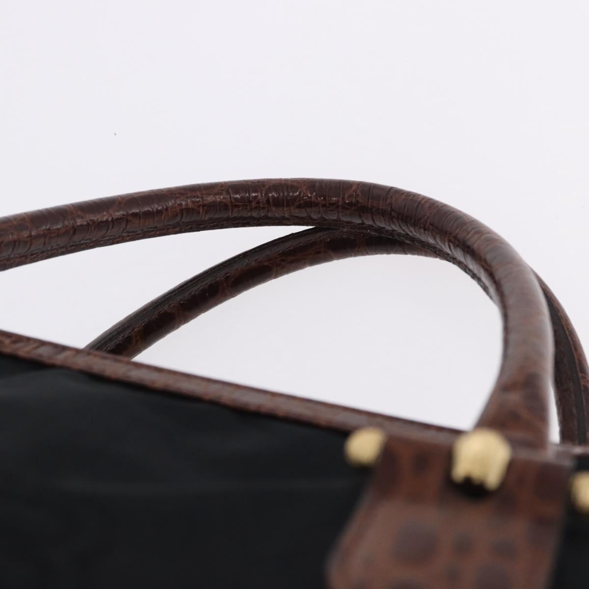 BALENCIAGA Hand Bag Nylon Black Gold Auth 194435