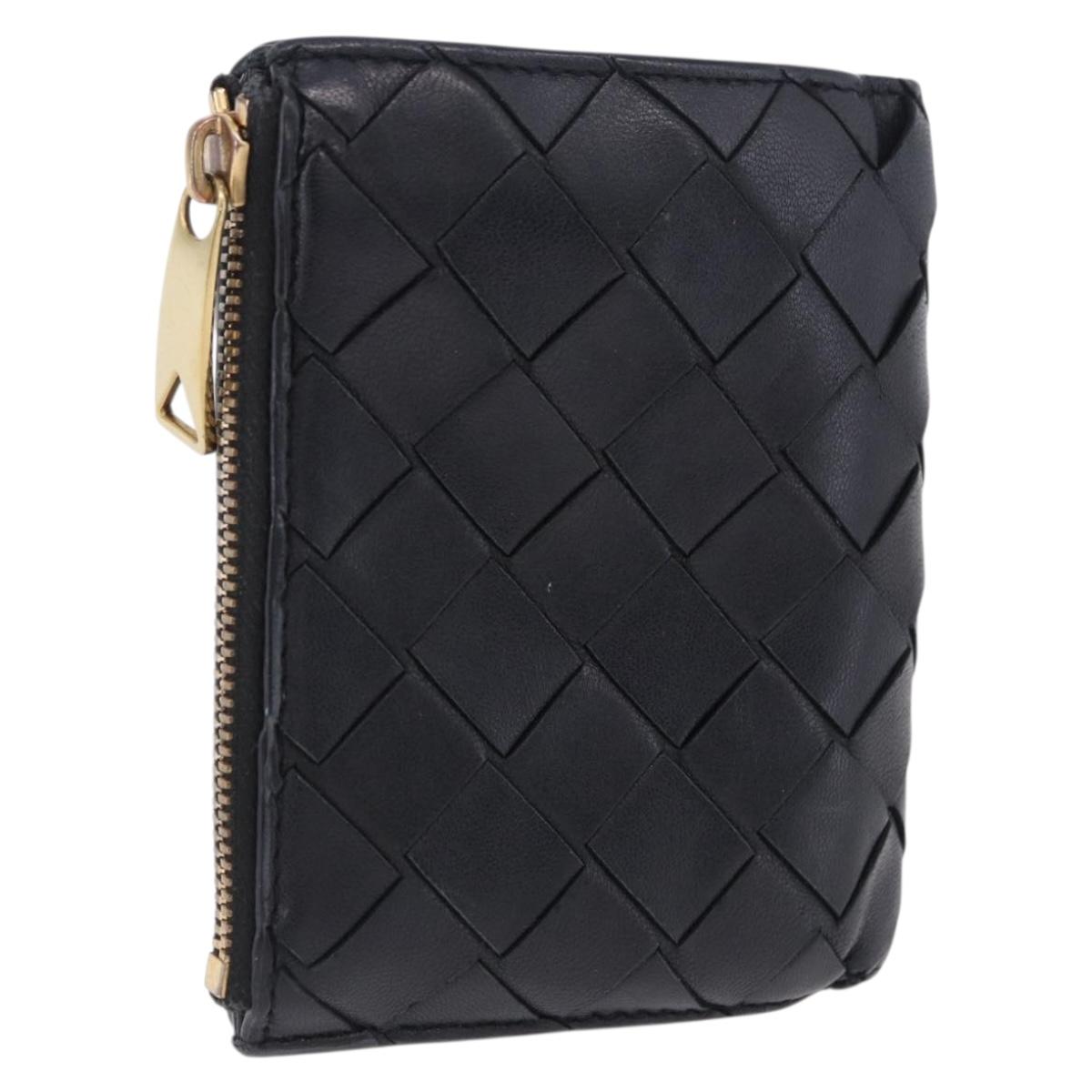 BOTTEGA VENETA INTRECCIATO Bifold Wallet Leather Black Auth 194460A