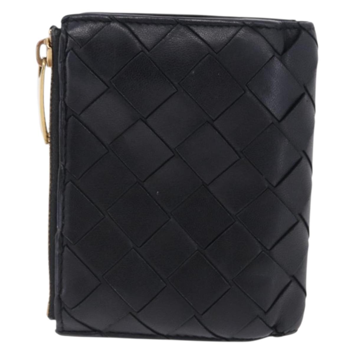 BOTTEGA VENETA INTRECCIATO Bifold Wallet Leather Black Auth 194460A
