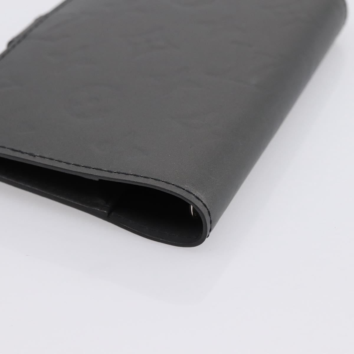 LOUIS VUITTON Monogram Mat Agenda PM Day Planner Cover Black R20932 Auth 194461A