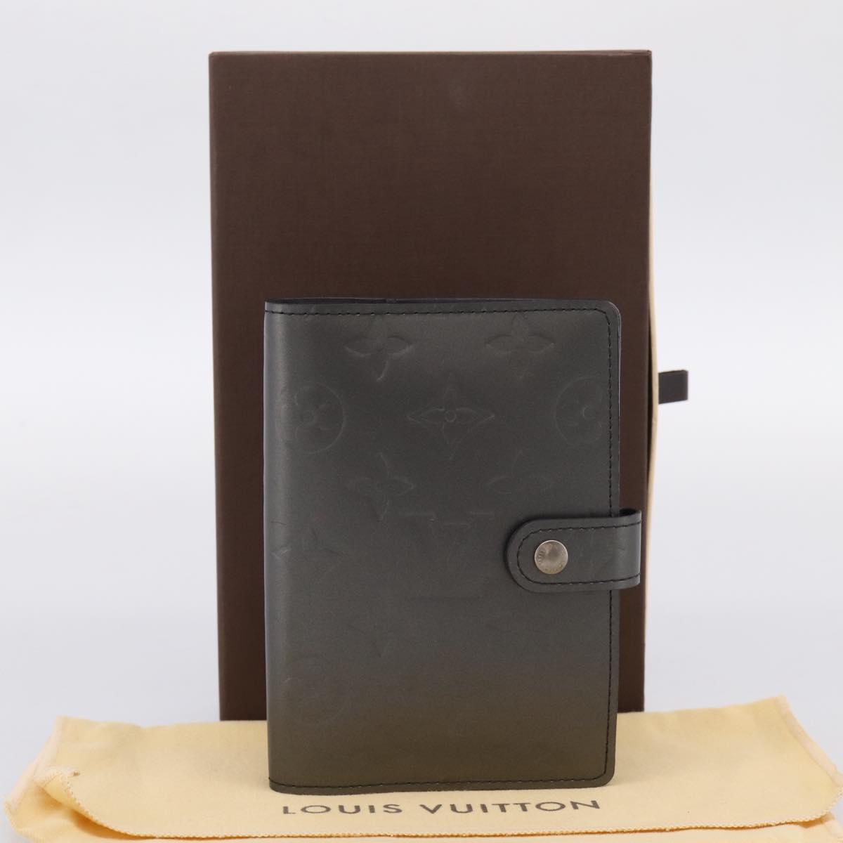 LOUIS VUITTON Monogram Mat Agenda PM Day Planner Cover Black R20932 Auth 194461A