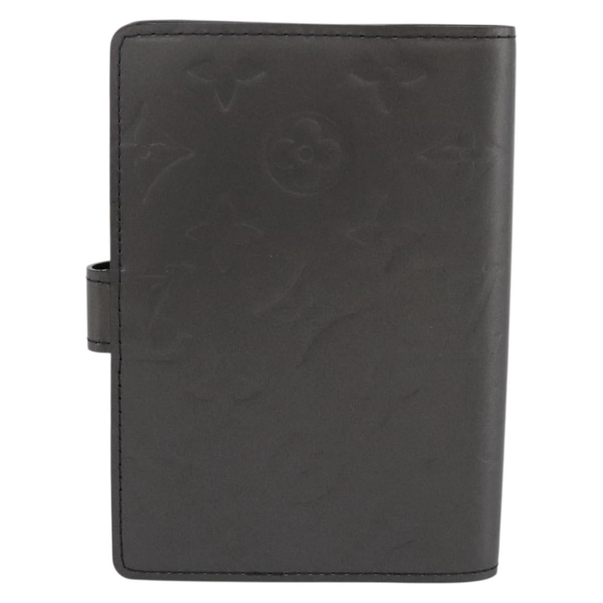 LOUIS VUITTON Monogram Mat Agenda PM Day Planner Cover Black R20932 Auth 194461A