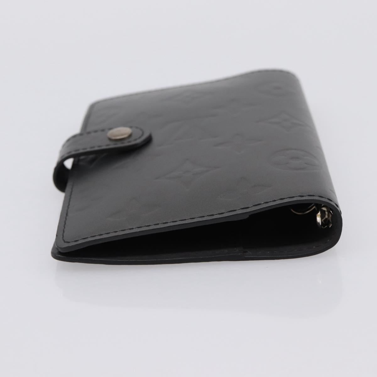 LOUIS VUITTON Monogram Mat Agenda PM Day Planner Cover Black R20932 Auth 194461A