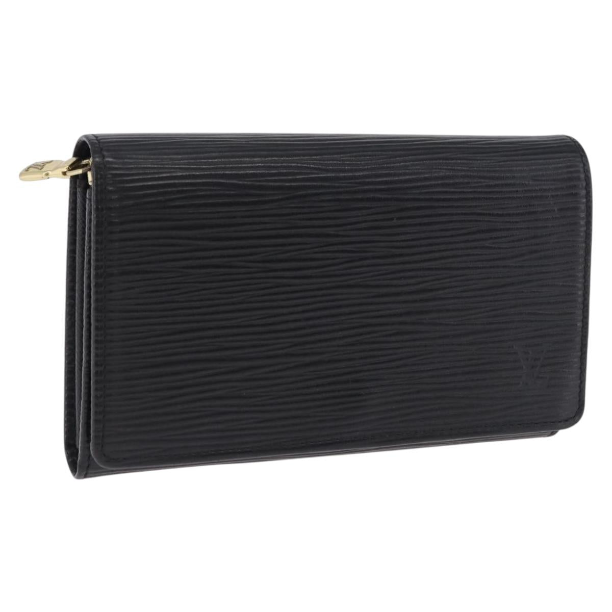 LOUIS VUITTON Epi Porte Monnaie Billets Tresor Wallet Black M61730 Auth 194463A