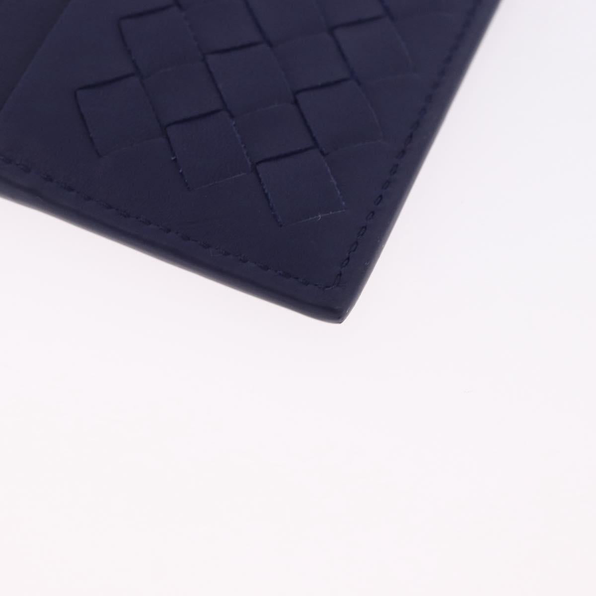 BOTTEGA VENETA INTRECCIATO Card Case Leather Navy Auth 194466A